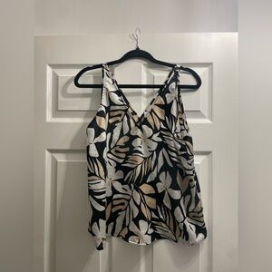 Old Navy Black and Cream Floral Camisole